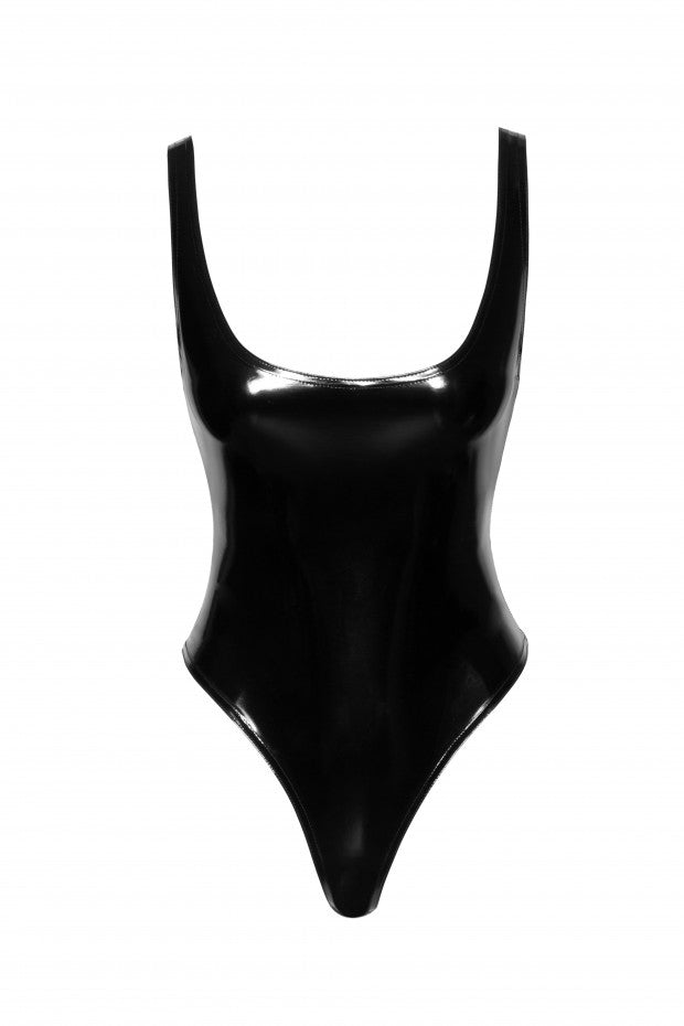PVC one piece with cheeky high-cut bottom